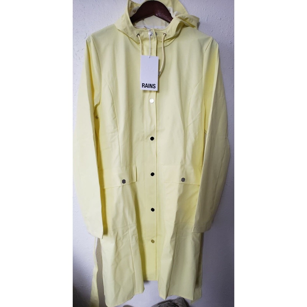 RAINS Curve W Hooded Jacket Straw Yellow Waterproof Large L Rain